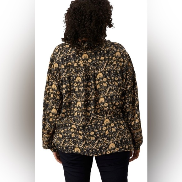 Monsoon Ariel heritage print embroidered top black blouse - Picture 6 of 10